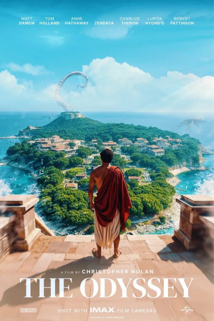 Poster chính thức của bộ phim "The Odyssey", tác phẩm của đạo diễn Christopher Nolan đang dẫn đầu doanh thu phòng vé toàn cầu sau tuần đầu ra rạp. Ảnh: Universal Pictures