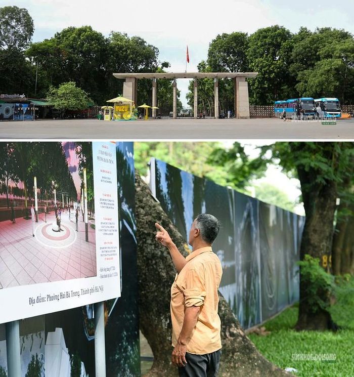 Cổng chính Công viên Thống Nhất nhìn từ phố Trần Nhân Tông.