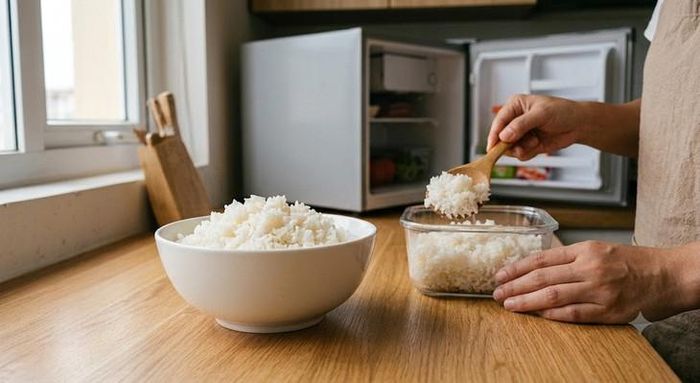 Cơm nấu chín, để nguội hoặc làm lạnh giúp tăng hàm lượng tinh bột kháng.