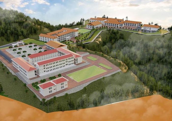 Mô hình thiết kế Trường phổ thông nội trú liên cấp tiểu học và THCS xã Na Ngoi. Ảnh VGP