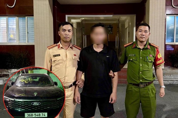 Tài xế T.V.N. tại cơ quan công an.