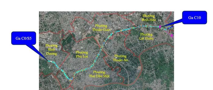 Hướng tuyến từ ga C0 đến ga C10 của dự án. Nguồn: MAUR.
