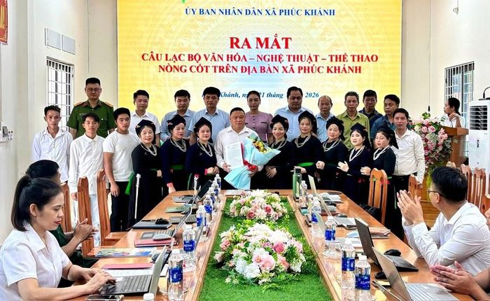 CLB Văn hóa, nghệ thuật, thể thao nòng cốt xã Phúc Khánh được thành lập với 65 thành viên. Ảnh: UBND xã Phúc Khánh