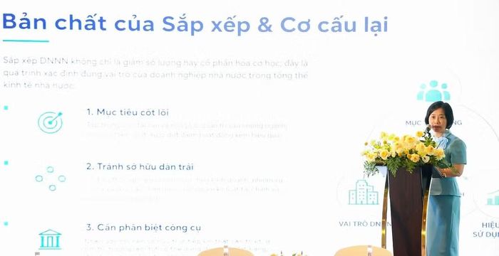 Bà Đoàn Thị Kim Dung - Phó Viện trưởng Viện Chiến lược và Chính sách Kinh tế-Tài chính, Bộ Tài chính đưa ra những hàm ý chính sách cho việc tái cơ cấu doanh nghiệp nhà nước.