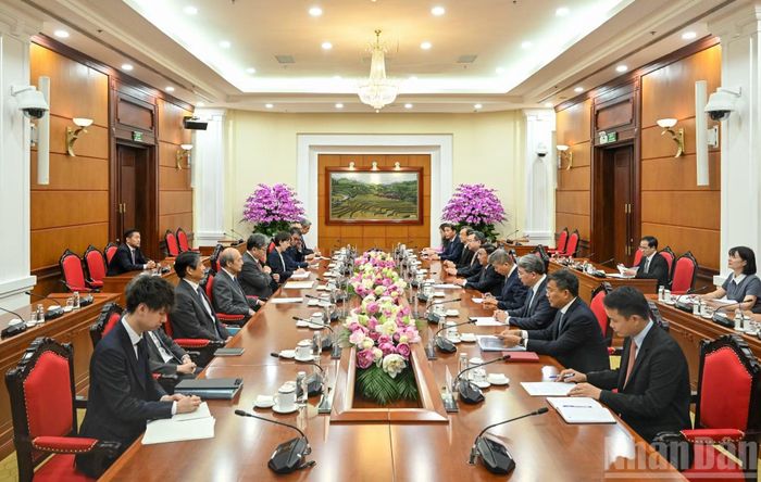 Quang cảnh cuộc hội đàm tại Trụ sở Trung ương Đảng. (Ảnh: DUY LINH)
