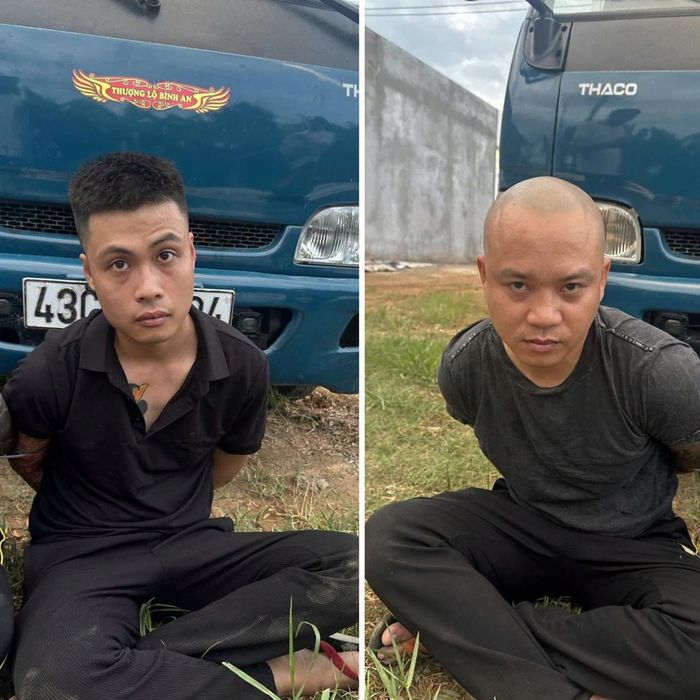 2 đối tượng Giang và Vũ bị bắt giữ cùng hàng trăm bình “khí cười” tang vật.