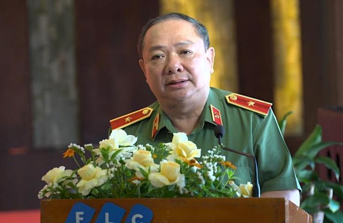 Thiếu tướng Lê Quang Nhân, Giám đốc Công an tỉnh Gia Lai phát biểu chào mừng hoạt động ý nghĩa của Bộ Công an tổ chức tại Gia Lai