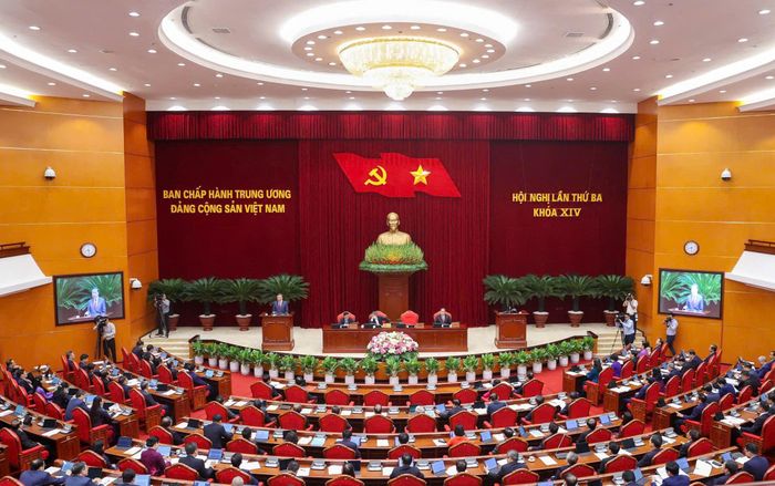 Hội nghị lần thứ 3 Ban Chấp hành Trung ương Đảng khóa XIV. Ảnh: VIẾT CHUNG
