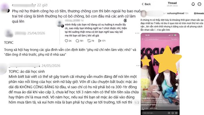 Những chủ đề về định kiến giới, trang phục học đường, ngoại hình hay lối sống thường được đưa lên Threads dưới dạng các bài viết gợi tranh luận, thu hút lượng lớn tương tác.
