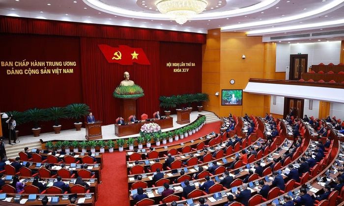 Hội nghị Trung ương 3 khóa XIV. Ảnh: TTXVN.