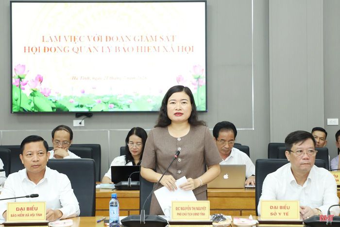 Phó Chủ tịch UBND tỉnh Nguyễn Thị Nguyệt phát biểu tại buổi làm việc.
