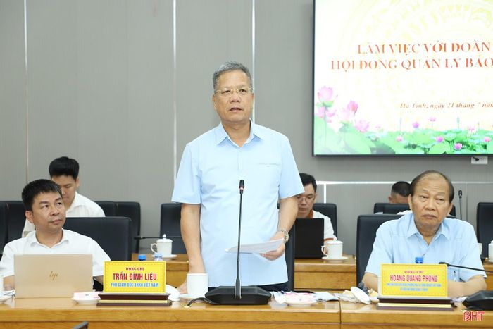 Phó Giám đốc BHXH Việt Nam Trần Đình Liệu phát biểu tại buổi làm việc.