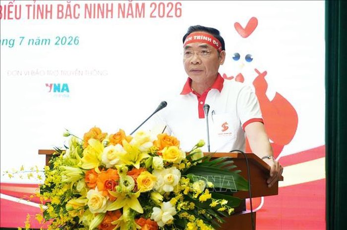 Thạc sĩ Lê Lâm, Phó Viện trưởng Viện Huyết học - Truyền máu Trung ương, Phó Trưởng Ban Chỉ đạo Hành trình Đỏ quốc gia năm 2026 phát biểu tại chương trình.