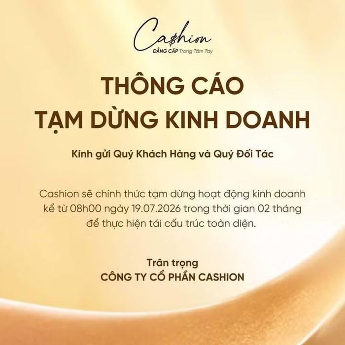 Cashion thông báo tạm dừng hoạt động giữa "cơn bão" kim cương.