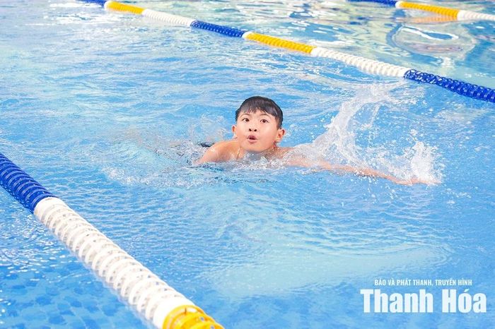 Các VĐV tranh tài ở nội dung bơi tự do.