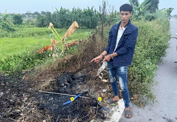Đối tượng Nguyễn Văn Anh tại hiện trường.