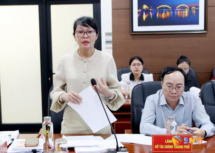 Giám đốc Sở Tài chính Trần Thị Thanh Tâm báo cáo tại phiên họp. Ảnh: TRỌNG HUY