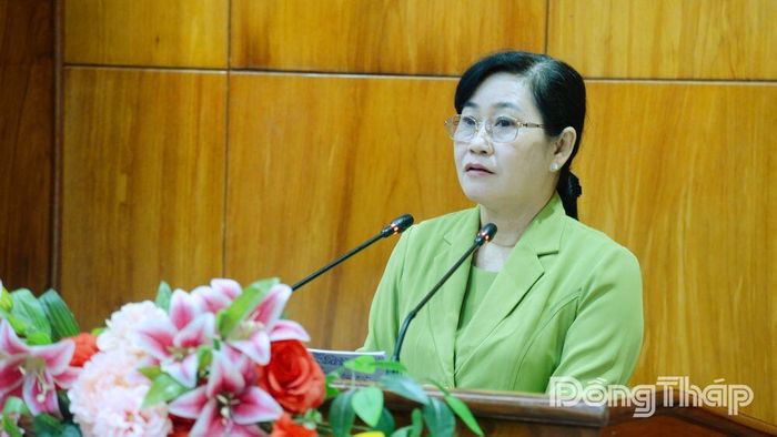 Đồng chí Châu Thị Mỹ Phương phát biểu tại buổi giám sát.