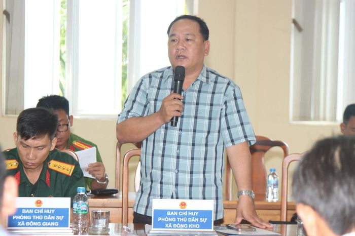 Phó Chủ tịch UBND xã Đồng Kho Nguyễn Ngọc Vũ phát biểu tại hội nghị