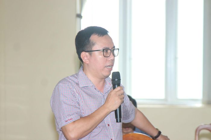 Ông Trần Văn Hưng, Phó Giám đốc Đài khí tượng thủy văn Nam bộ phát biểu tại hội nghị