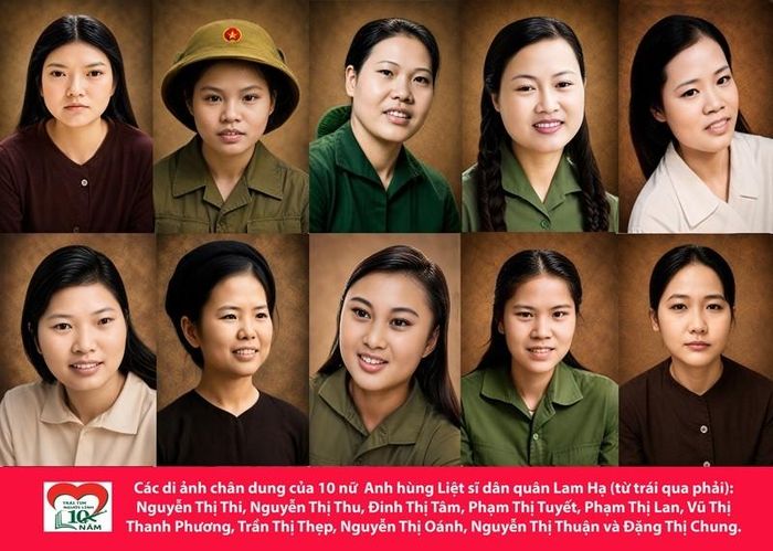 Trong kháng chiến chống Mỹ cứu nước, 10 nữ Anh hùng liệt sĩ dân quân Lam Hạ (thành phố Phủ Lý, tỉnh Hà Nam cũ) là biểu tượng sáng ngời của chủ nghĩa anh hùng cách mạng Việt Nam. Ở tuổi đời còn rất trẻ, các chị vừa lao động sản xuất, vừa trực tiếp chiến đấu bảo vệ quê hương, kiên cường bám trận địa phòng không, phối hợp cùng bộ đội đánh trả nhiều đợt tập kích ác liệt của không quân Mỹ. Trong những ngày tháng chiến tranh khốc liệt, các nữ dân quân Lam Hạ đã không quản hiểm nguy, dũng cảm bảo vệ trận địa, cứu chữa đồng đội, giữ vững mạch máu giao thông và góp phần bảo vệ vùng hậu phương chiến lược của miền Bắc. Sự hy sinh anh dũng của 10 cô gái đã trở thành biểu tượng bất diệt về lòng yêu nước, tinh thần quả cảm vì độc lập, tự do của Tổ quốc. Với những chiến công đặc biệt xuất sắc và sự cống hiến trọn tuổi thanh xuân cho đất nước, các chị đã được Đảng và Nhà nước truy tặng danh hiệu cao quý Anh hùng Lực lượng vũ trang nhân dân. Hôm nay, chân dung của mười nữ Anh hùng liệt sĩ dân quân Lam Hạ không chỉ là lời nhắc nhớ về một thế hệ đã hiến dâng tuổi xuân cho Tổ quốc, mà còn là biểu tượng của văn hóa tri ân, góp phần giáo dục truyền thống yêu nước, lòng biết ơn và trách nhiệm đối với các thế hệ hôm nay và mai sau.