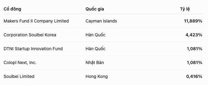 Cấu trúc cổ đông nước ngoài của Funtap Games