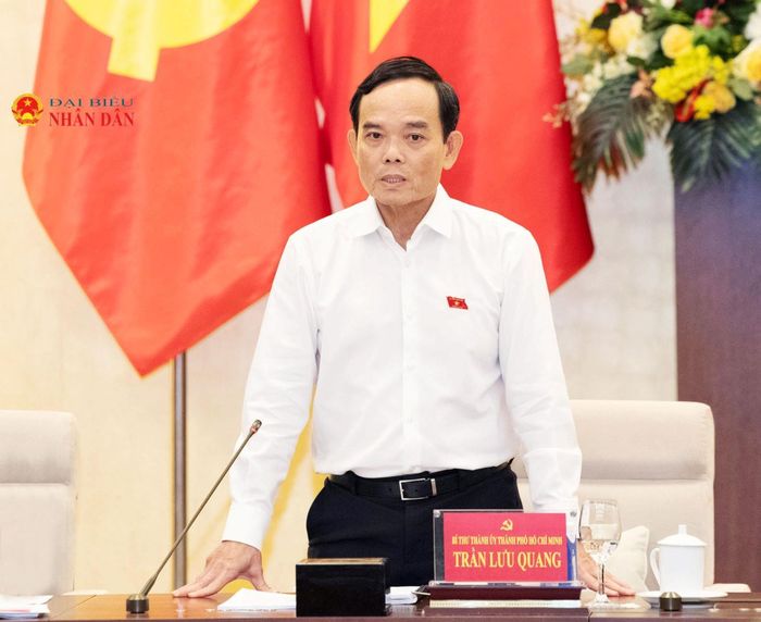Bí thư Thành ủy Thành phố Hồ Chí Minh Trần Lưu Quang phát biểu