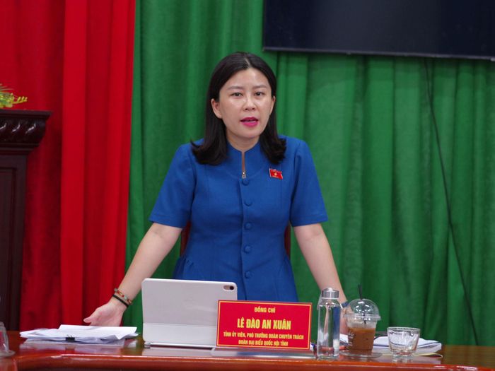 Phó Trưởng đoàn chuyên trách Đoàn ĐBQH tỉnh Lê Đào An Xuân phát biểu tại buổi làm việc
