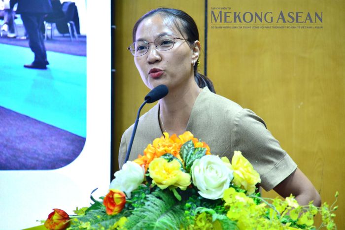 Bà Bá Thị Nguyệt Thu - Giám đốc HTX Hà Nội Xanh, CEO HalalViet chia sẻ tại hội thảo. Ảnh: Lê Hồng Nhung - Mekong ASEAN