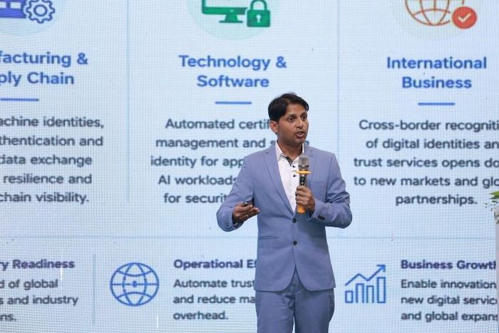 Ông Vikash Sharma - Quản lý Khách hàng Chiến lược khu vực ASEAN của DigiCert chia sẻ xu hướng chuyển đổi sang hạ tầng tin cậy số và mật mã hậu lượng tử tại EU