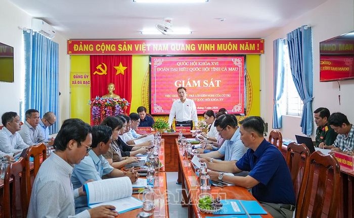 Phó Trưởng đoàn chuyên trách Đoàn đại biểu Quốc hội tỉnh Nguyễn Bình Tân chủ trì buổi giám sát việc giải quyết, trả lời kiến nghị của cử tri tại xã Đá Bạc.