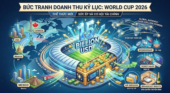 World Cup 2026 có mức doanh thu cao nhất trong lịch sử - Ảnh: AI - Nam Sơn