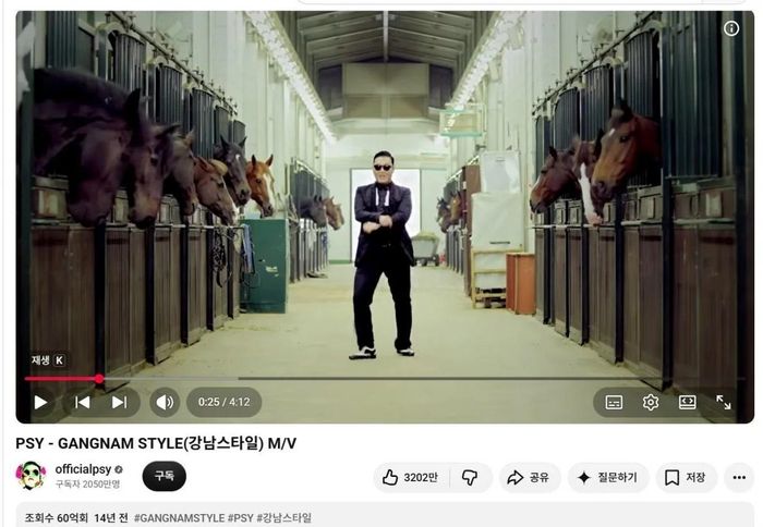 MV 'Gangnam Style' của PSY vượt 6 tỷ lượt xem. Ảnh chụp màn hình