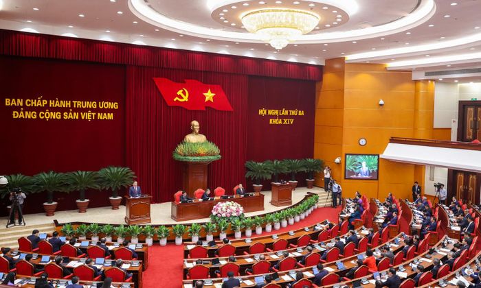 Quang cảnh phiên khai mạc Hội nghị Trung ương 3 khóa XIV. (Ảnh: TTXVN)