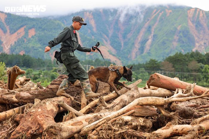 Sau trận lũ quét kinh hoàng, hàng trăm cán bộ, chiến sĩ, tình nguyện viên khẩn trương tìm người mất tích, dọn đổ nát, tiếp thêm niềm tin cho người dân Mường Than. (Ảnh: Minh Đức)