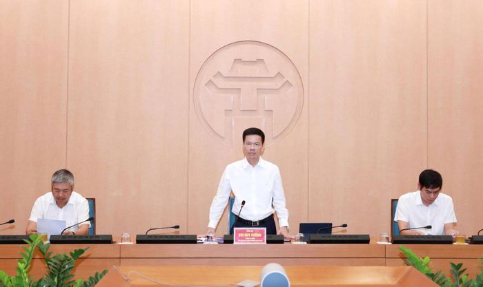 Phó Chủ tịch UBND thành phố Hà Nội Bùi Duy Cường phát biểu chỉ đạo tại hội nghị. Ảnh: Thanh Huyền