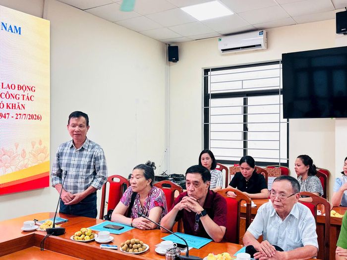 Ông Võ Văn Minh, bệnh binh 81% phát biểu chia sẻ tại buổi gặp mặt. Ảnh: PT