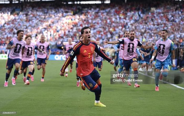 Ferran Torres (số 7) ăn mừng bàn thắng duy nhất trong trận Chung kết World Cup 2026. (Ảnh: Getty)