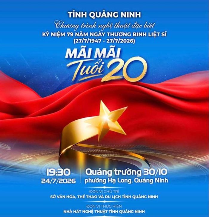 Chương trình nghệ thuật đặc biệt "Mãi mãi tuổi 20" diễn ra vào tối 24/7 tại Quảng Ninh. Ảnh VTV
