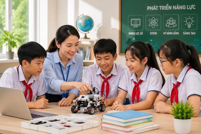 Hoạt động trải nghiệm sáng tạo và giáo dục STEM/STEAM là một phần trong nội dung giáo dục tăng cường, nằm trong khung giờ học của nhà trường, khác biệt với hoạt động giáo dục theo nhu cầu và dịch vụ dạy thêm, học thêm. (Ảnh minh họa AI)