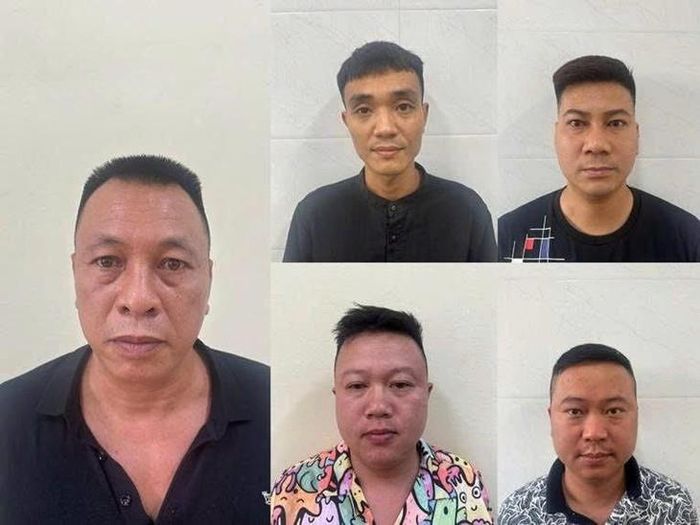 Nhóm đối tượng trong vụ án. Ảnh: Công an TP Hà Nội.