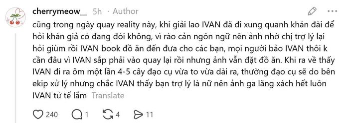  IVAN muốn đặt đồ ăn cho fan trong buổi ghi hình. Nguồn: cherrymeow_ 