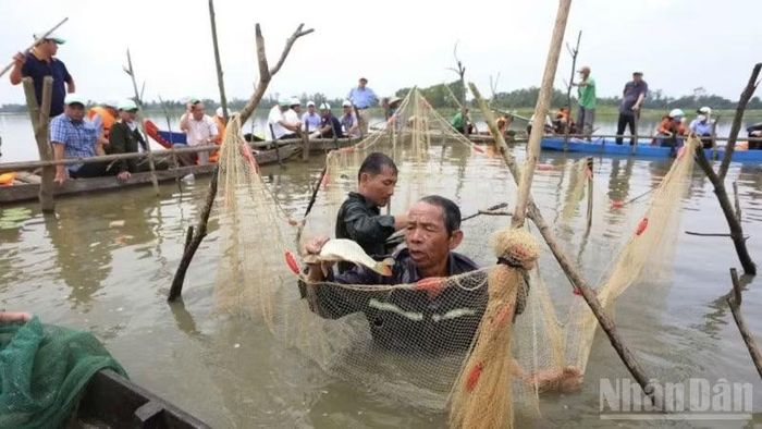 Du khách đến bãi sậy sông Đầm sẽ được trải nghiệm cùng với người dân bắt cá, chèo thuyền dạo quanh khu vực. (Ảnh: CTV)
