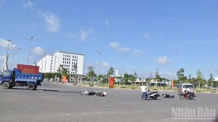 Hiện trường giả định vụ tai nạn giao thông đặc biệt nghiêm trọng.