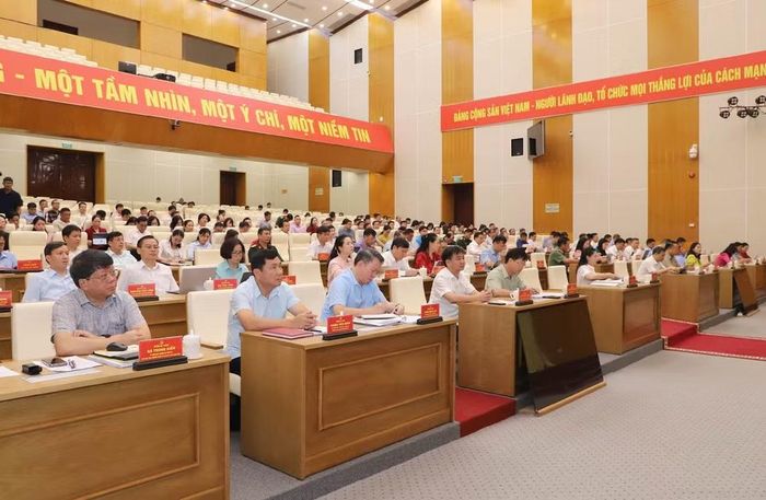 Các đại biểu dự hội nghị tại điểm cầu trung tâm.