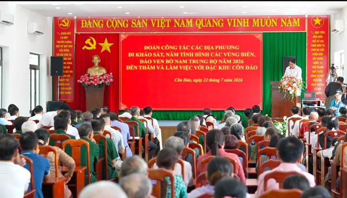  Quang cảnh buổi làm việc của Đoàn Cảnh sát biển Việt Nam với Thường trực Đảng ủy, UBND đặc khu Côn Đảo, TPHCM. Ảnh: QUỐC HÙNG 