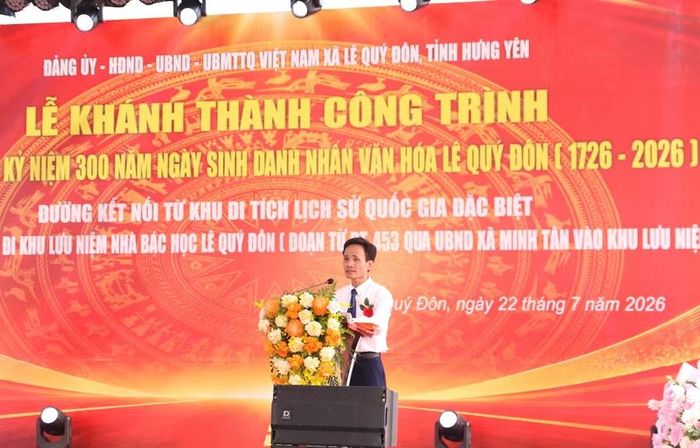 Ông Nguyễn Duy Hoan, Chủ tịch UBND xã Lê Quý Đôn phát biểu.