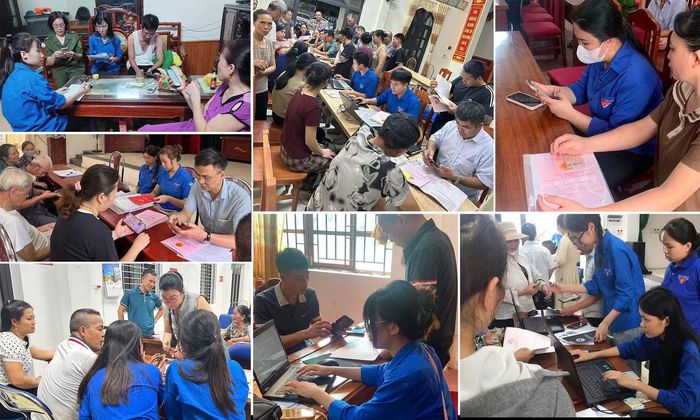 "Áo xanh" xã Đan Phượng tham gia hỗ trợ hoàn thiện dữ liệu đất đai. Ảnh: Đ.X