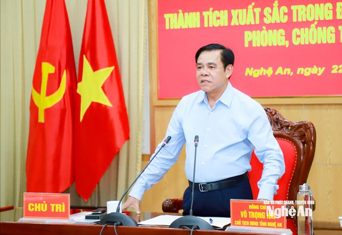 Đồng chí Võ Trọng Hải - Phó Bí thư Tỉnh ủy, Chủ tịch UBND tỉnh phát biểu tại lễ trao thưởng. Ảnh: Thành Duy