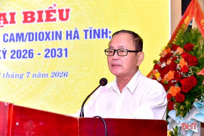 Ông Nguyễn Văn Thành - Hội Nạn nhân chất độc da cam/Dioxin xã Toàn Lưu trình bày tham luận tại đại hội.